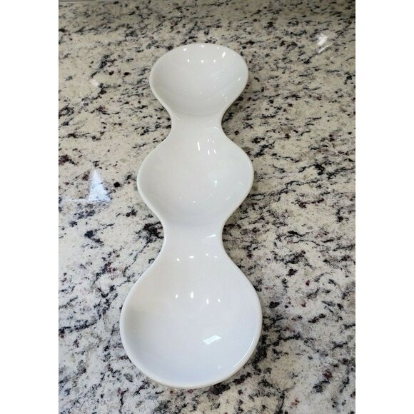 Pier 1 Imports Trio Appetizer Condiment Dip Sauce Tray Serving Dish 3 Sections - Picture 2 of 4